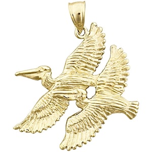 14K Gold Two Pelicans Pendant