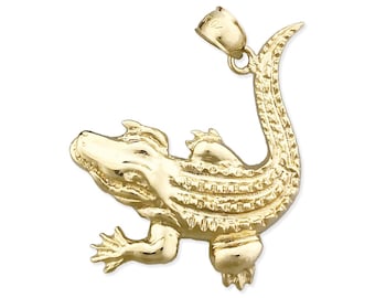 Colgante de piel de cocodrilo escamosa en oro de 14 quilates