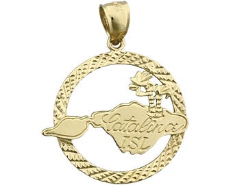 14K Gold Catalina Island Pendant