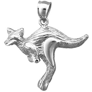 Rhodium Plated 925 Sterling Silver Kangaroo Pendant