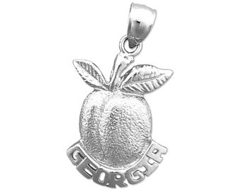 Rhodium Plated 925 Sterling Silver Georgia Peach Charm