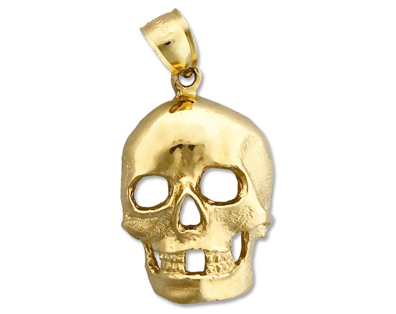 14K Gold Skull Charm Pendant