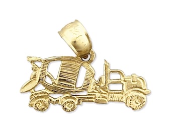 14K Gold Concrete Mixer Truck Charm