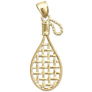 14K Gold 3D Racquetball Racquet Pendant