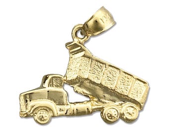 14K Gold Dump Truck Charm