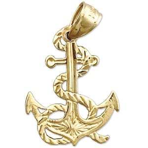 14K Gold Anchor Pendant