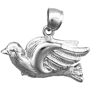 Rhodium Plated 925 Sterling Silver Pigeon Pendant