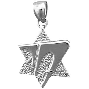 Rhodium Plated 925 Sterling Silver Stylish Star of David Charm