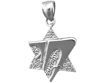 Rhodium Plated 925 Sterling Silver Stylish Star of David Charm