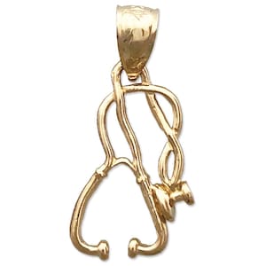 14K Gold 3D Stethoscope Charm