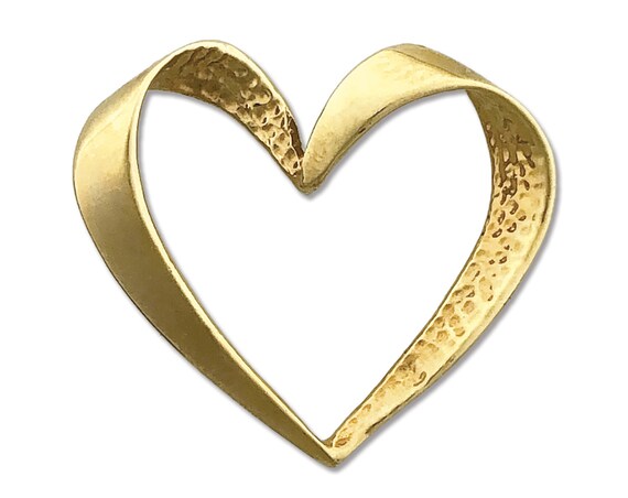 14K Gold Floating Heart Charm Pendant 
