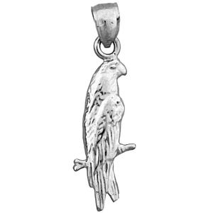 Rhodium Plated 925 Sterling Silver Parrot Charm