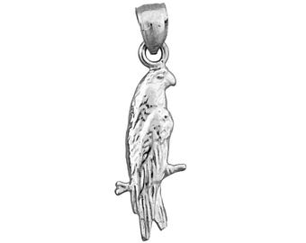 Rhodium Plated 925 Sterling Silver Parrot Charm