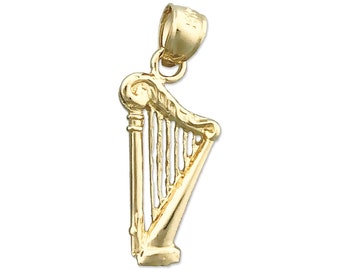 14K Gold Harp Charm