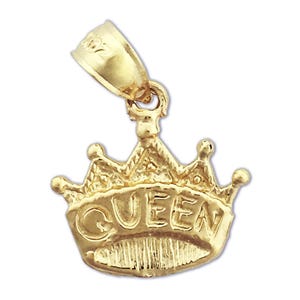 14K Gold Queen Crown Charm