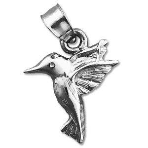 Rhodium Plated 925 Sterling Silver Hummingbird Charm