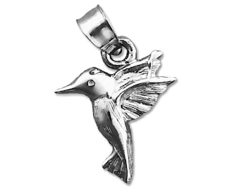 Rhodium Plated 925 Sterling Silver Hummingbird Charm
