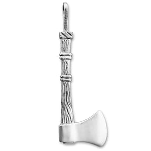 Rhodium Plated 925 Sterling Silver 3-D Axe Pendant Slide