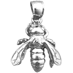 Rhodium Plated 925 Sterling Silver 3-D Bumble Bee Charm