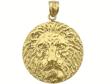 14K Gold Lion Head Medallion