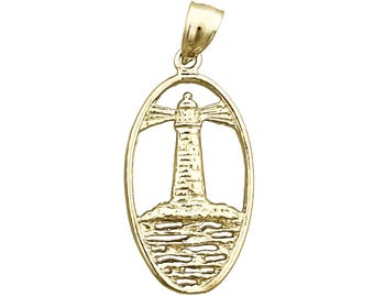 14K Gold Lighthouse Medallion