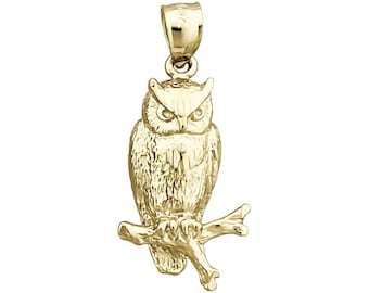 14K Gold hockt Eulen-Anhänger