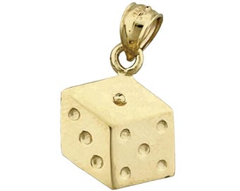 Ciondolo a forma di dado in oro 14 carati