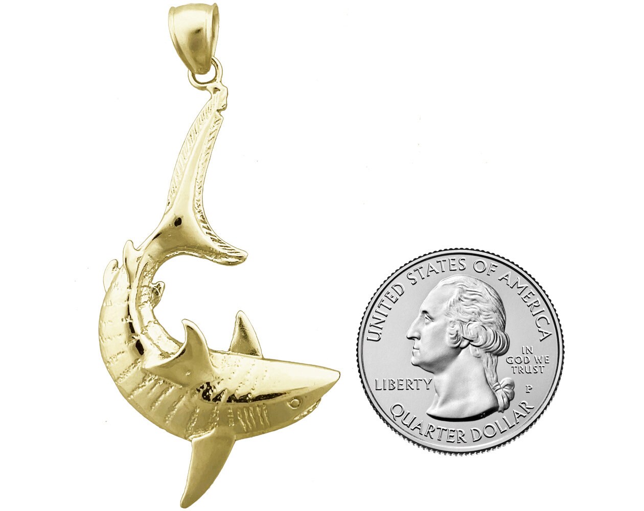 Shark pendant gold clearance