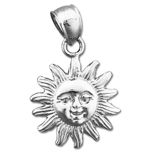 Rhodium Plated 925 Sterling Silver Sun Charm