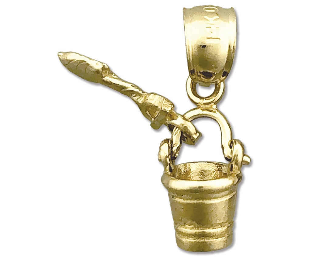 14K Gold 3D Pail and Shovel Mini Charm Etsy