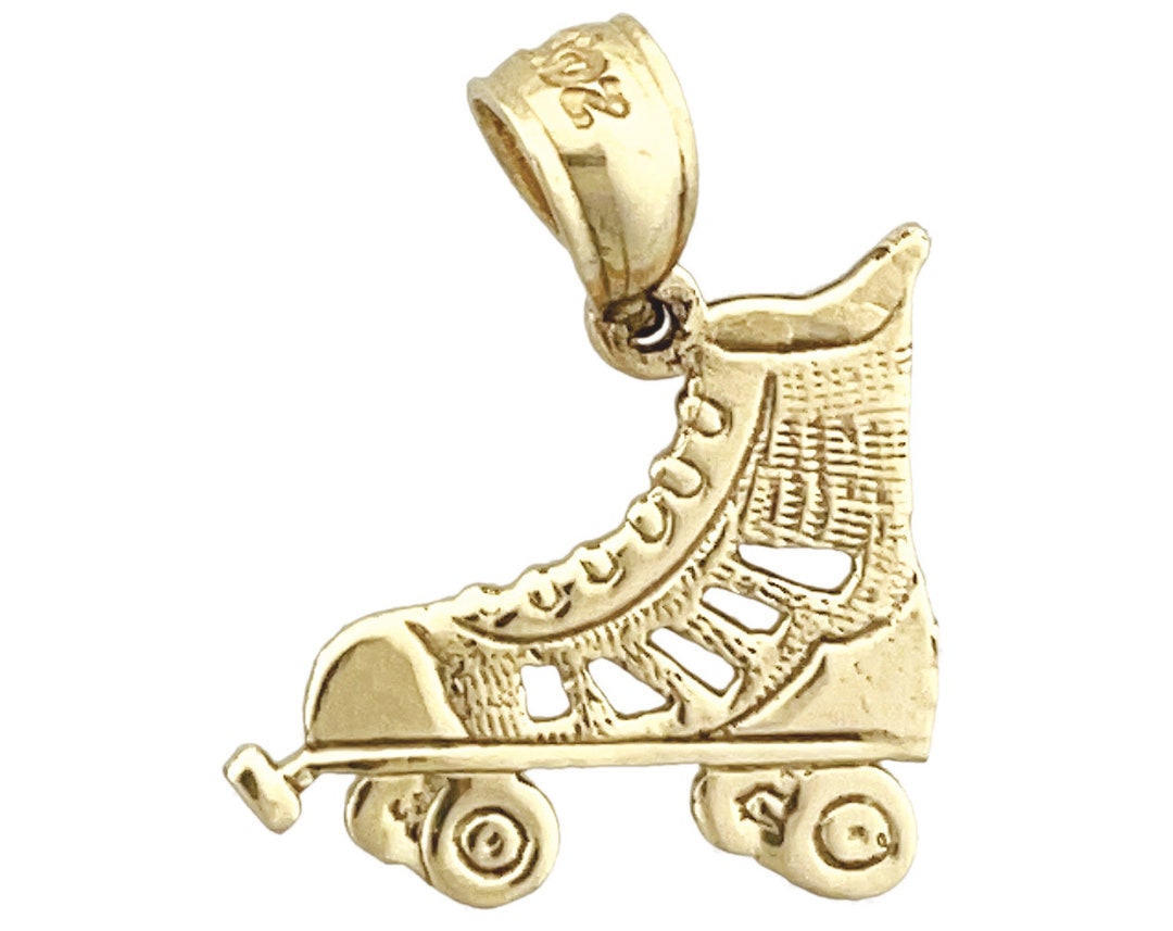 14K Gold Roller Skate Charm Etsy