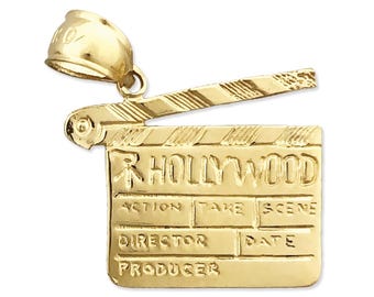 14K Gold Hollywood Clapper Board Charm