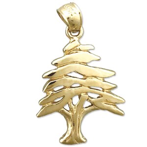 14K Gold Lebanon Cedar Tree Pendant image 1