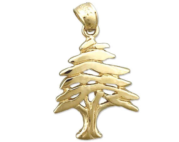 14K Gold Lebanon Cedar Tree Pendant