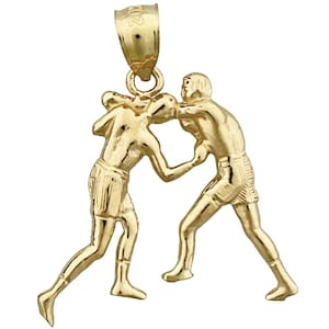 14K Gold Two Boxers Fighting Pendant
