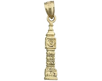 14K Gold 3D Big Ben London Charm