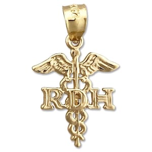14K Gold RDH Caduceus Charm