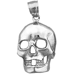 Pendentif tête de mort en argent sterling 925 plaqué rhodium