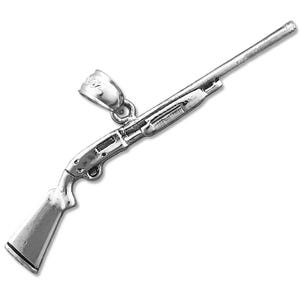 Rhodium Plated 925 Sterling Silver Shotgun Pendant