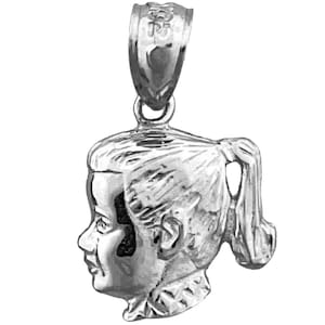 Rhodium Plated 925 Sterling Silver Baby Girl Head Charm