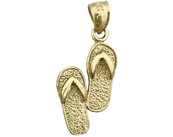 14K Gold 3D Flip Flops Charm