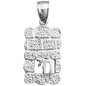 Rhodium Plated 925 Sterling Silver Western Wall Chai Charm