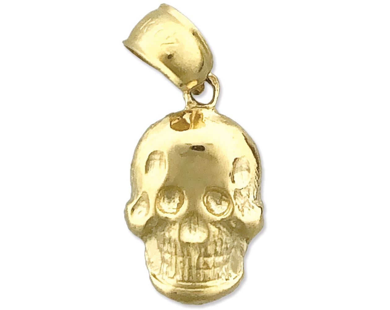 14k Yellow Gold Flat Skull Charm Pendant 1.3" 4.4 grams 