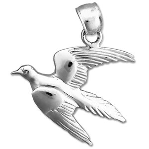 Rhodium Plated 925 Sterling Silver Flying Pigeon Pendant