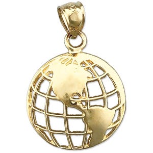 14K Gold World Globe Charm