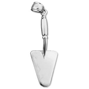 Rhodium Plated 925 Sterling Silver Construction 3D Trowel Pendant