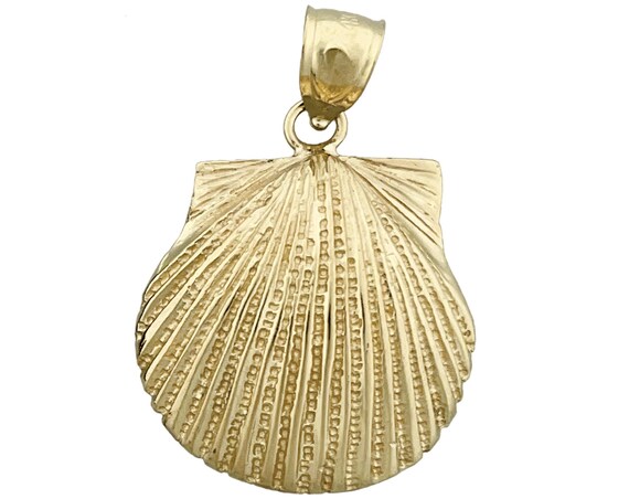 14K Gold 22 MM Scallop Shell Pendant Etsy Singapore