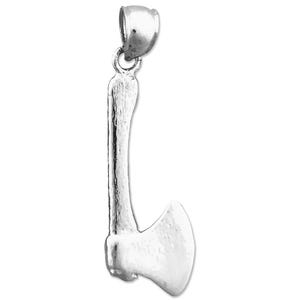 Rhodium Plated 925 Sterling Silver 3D Axe Pendant