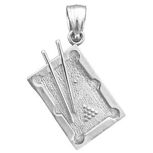 Rhodium Plated 925 Sterling Silver 3D Pool Table Charm