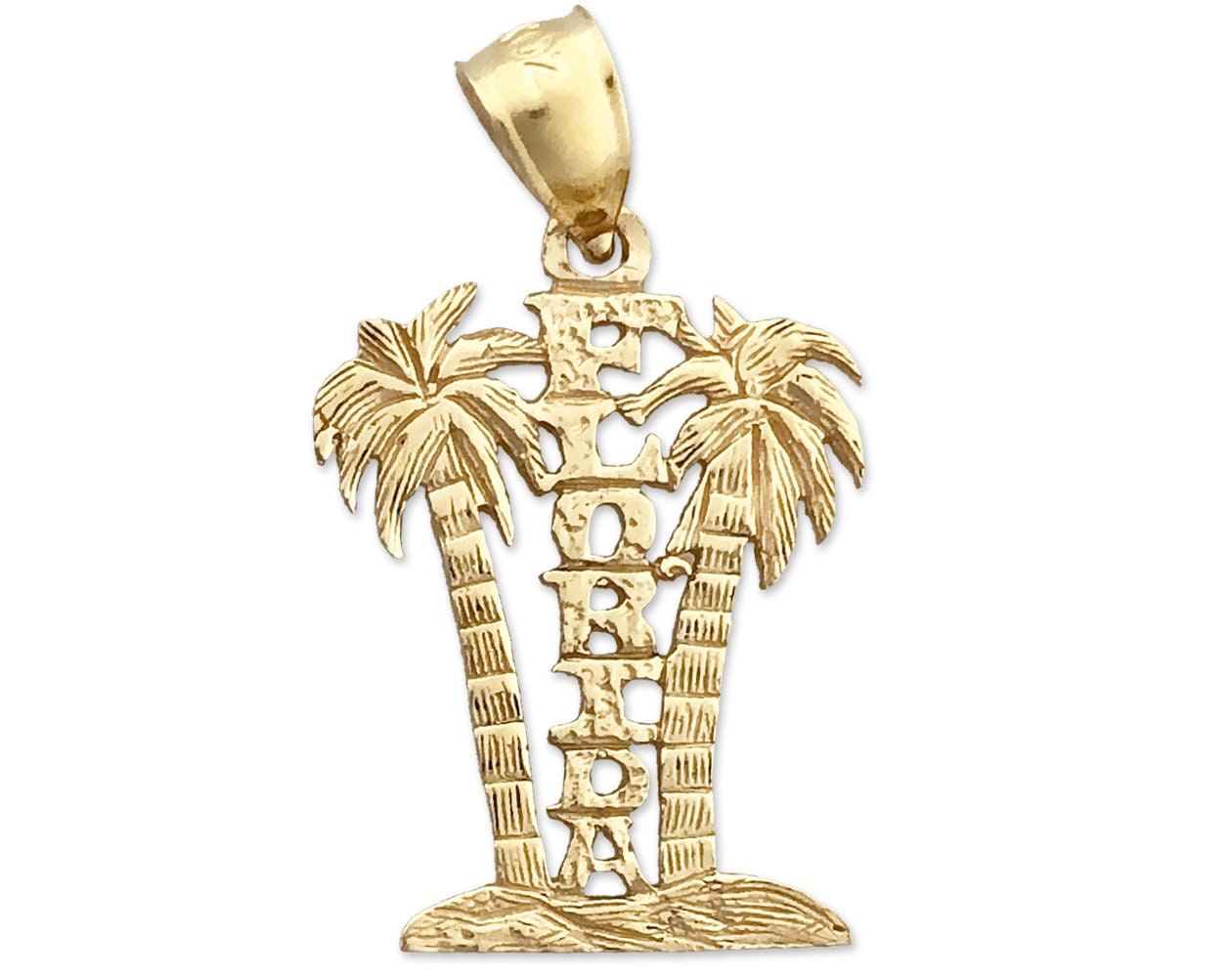 Pendants Travel and Transportation Charms 14K Yellow Gold Island /& Palm Tree Charm Pendant